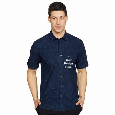 Navy Customized Men's Regular Sports Printed Shirt