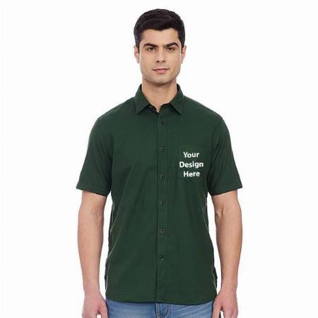 Green Customized Men's Solid Regular Shirt