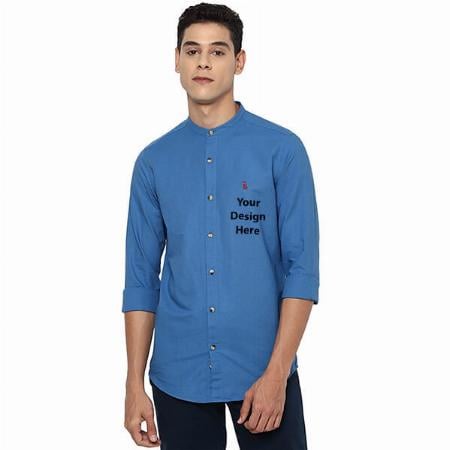 Blue Customized Men's Slim Shirt