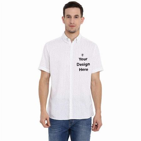 White Customized Red Tape Men's Printed Regular Fit Casual Shirt