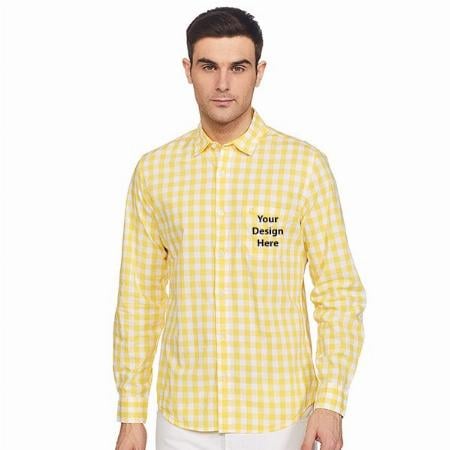Yellow Customized United Colors Of Benetton Men's Slim Shirt