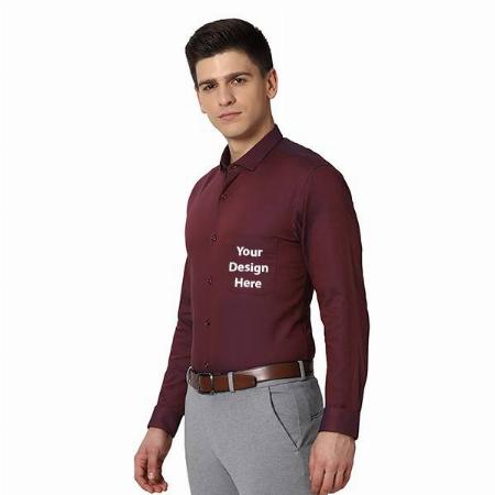 Maroon Customized Peter England Men's Slim Shirt