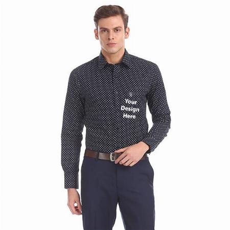 Black Customized U.S. POLO ASSN. Men's Printed Regular Fit Casual Shirt