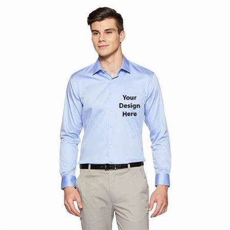 Light Blue Customized Men's Solid Slim Shirt