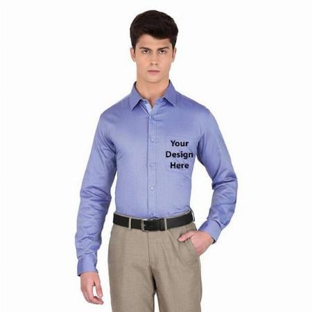 Blue Customized Park Avenue Men's Solid Slim Fit Formal Shirt