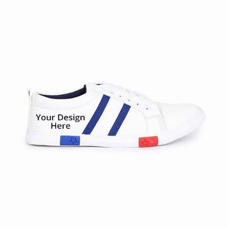 White Customized Stylish Shoes for Men, Casual Sneakers Canvas Shoes