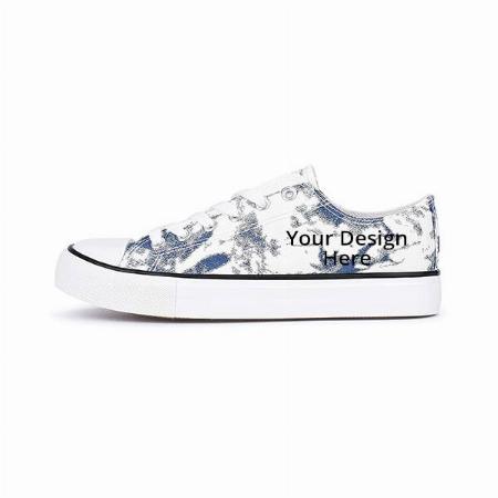 White Black Customized Women’s Canvas Shoes Sneakers