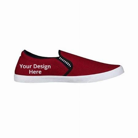 Maroon Customized Men's Stylish Canvas Casual Loafers and Sneakers Shoes