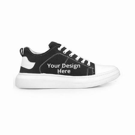 Black Customized Men's Denim Sneakers Shoes