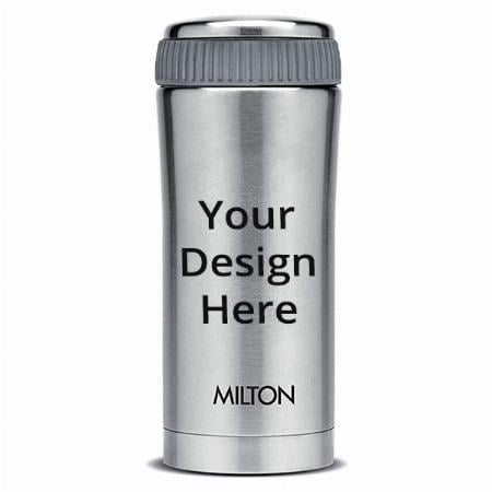Silver Customized Milton Optima Thermosteel Hot and Cold Flask, 350 ml