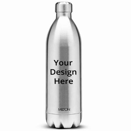Silver Customized Milton Thermosteel Stainless Steel 1800ml Water Bottle with Jacket (24 hours Hot or Cold)