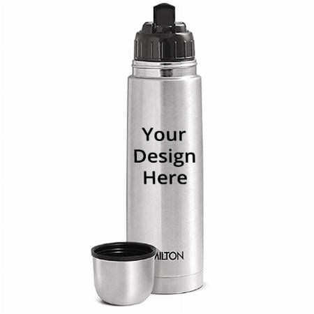 Silver Customized Milton Stainless Steel Water Bottle with Bag (500 ml)