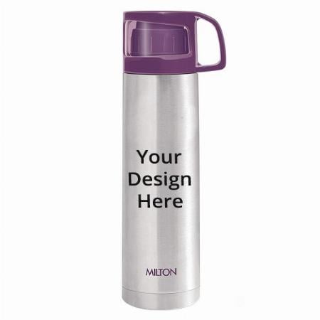 Purple Customized Milton Glassy Thermosteel 1 Litre Vaccum Flask