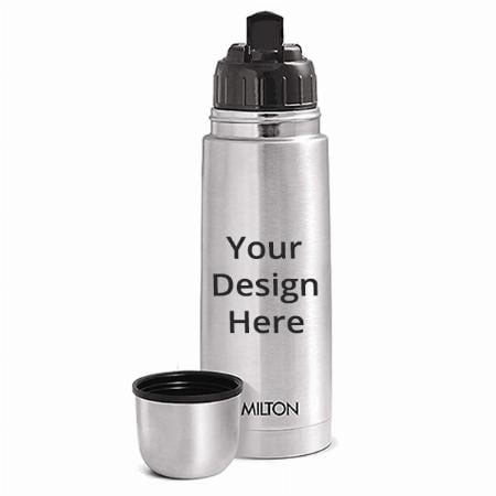 Silver Customized Milton Flip Lid Thermosteel 24 Hours Hot and Cold Water Bottle with Bag, 350 ml