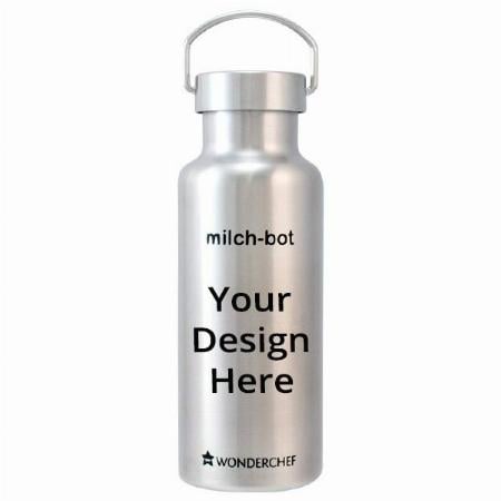 Silver Customized Wonderchef Milch-Bot Double Wall Stainless Steel Vacuum Insulated Hot and Cold Flask, 500ml