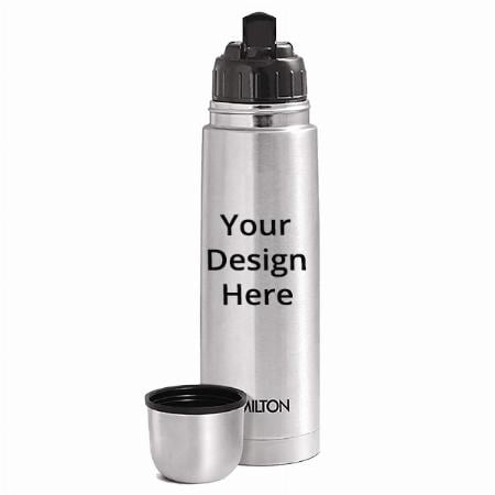 Silver Customized Milton Flip Lid Thermosteel 24 Hours Hot and Cold Water Bottle with Bag, 1 Litre