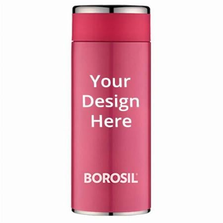Pink Customized Borosil Stainless Steel Hydra Travelsmart Vacuum Insulated Flask Water Bottle, 360 ML