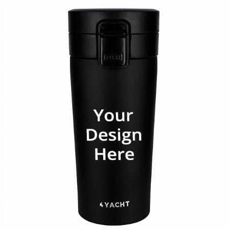 Black Customized Vacuum Insulated Stainless Steel Double Wall Thermos Flask Travel Mug (400 ml)