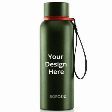 Green Customized Borosil Stainless Steel Hydra Trek Vacuum Insulated Flask Water Bottle, (500 ml)