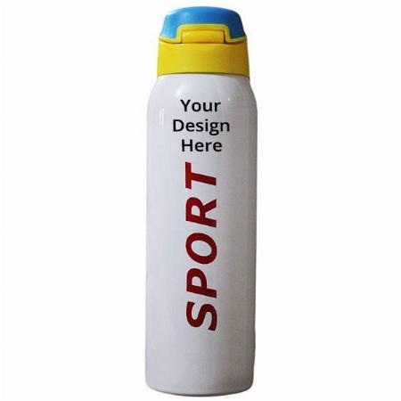 White Customized Double Wall Stainless Steel Thermo Flask Sport Insulated Straw Water Bottle (500 ml)