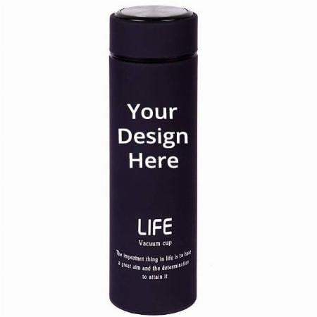 Black Customized Double Wall Vacuum Insulated Stainless Steel Flask, BPA Free (450 ml)
