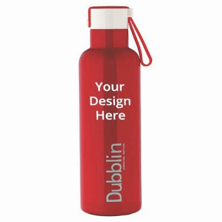 Red Customized Stainless Steel Double Wall Vacuum Insulated, BPA Free Water Bottle, 600 ml