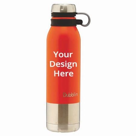 Orange Customized Stainless Steel Double Wall Vacuum Insulated, BPA Free Water Bottle, Sports Thermos Flask Keeps Hot 12 Hours, Cold 24 Hours 750 ml