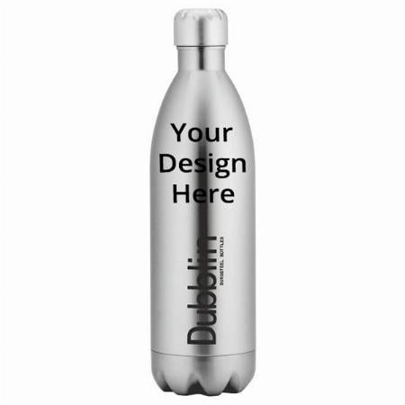 Silver Customized Stainless Steel Double Wall Vacuum Insulated, BPA Free Water Bottle, Sports Thermos Flask (750 ml)