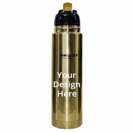 Palladium Gold Customized Stainless Steel Vacuum Flask Bottle with Flip Lid, 1 Litre
