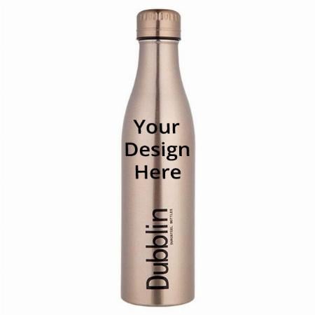 Rose Gold Customized Premium Stainless Steel Double Wall Vacuum Insulated, BPA Free Water Bottle, Sports Thermos Flask (750 ml)