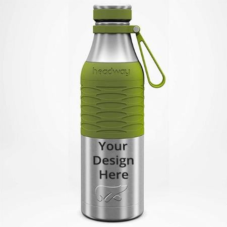 Military Green Customized Stainless Steel Vacuum Insulated Water Bottle, Triple Layered Insulation (600 ml)
