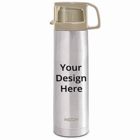 Grey Customized Milton Thermosteel 24 Hours Hot and Cold Water Bottle with Drinking Cup Lid (350 ml)