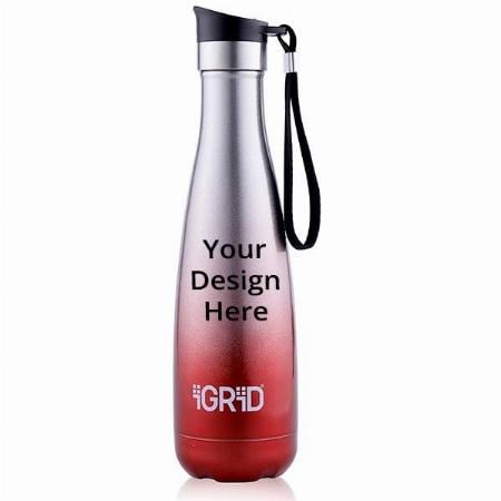 Red and Silver Customized Stainless Steel Double Wall Flask, BPA Free (500 ml)
