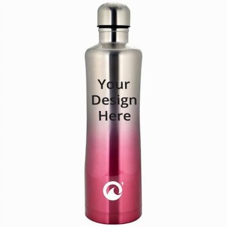 Silver Red Customized Stainless Steel Vacuum Insulated Bottle (750 ml)