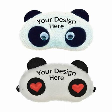White Customized Soft Fabric Heart Panda Sleeping Eye Mask Set of 2