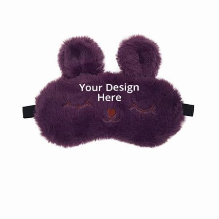 Purple Customized Fur Bunny Sleeping Eye Shade Mask Cover With Gel