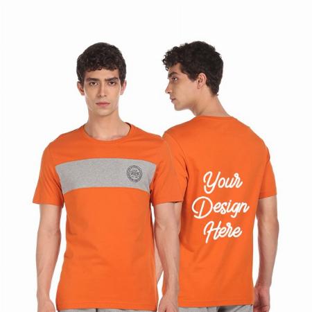 Orange Customized Men's Comfort Fit Solid Cotton Viscose Poly USPA Logo Graphic Printed T-Shirt