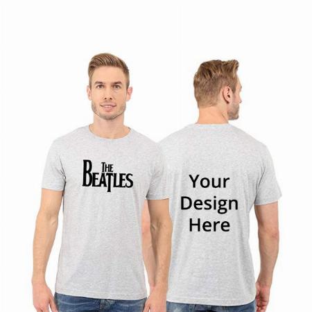 Customized Rojana Fashions T-Shirt for Men The Beatles Typography Graphic Tees Grey
