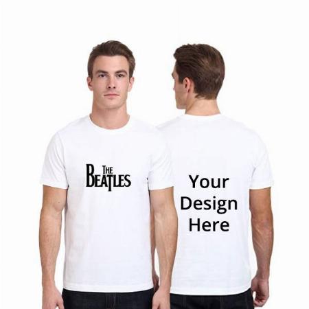 White Customized The Beatles Graphic Printed T-Shirt for Men