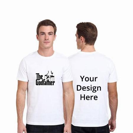 White Customized The Godfather Graphic Printed T-Shirt for Men