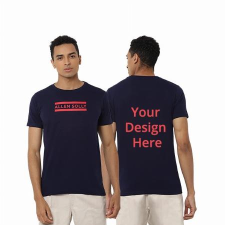 Navy Blue Customized Allen Solly Men's Regular Fit T Shirt