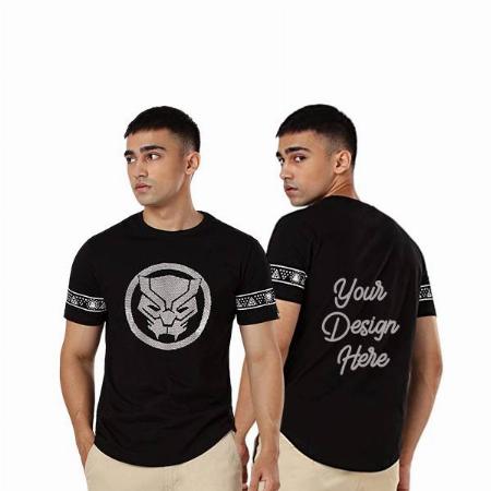 Black Super-Hero Customized Graphic Printed Half Sleeve 100% Cotton T-Shirt