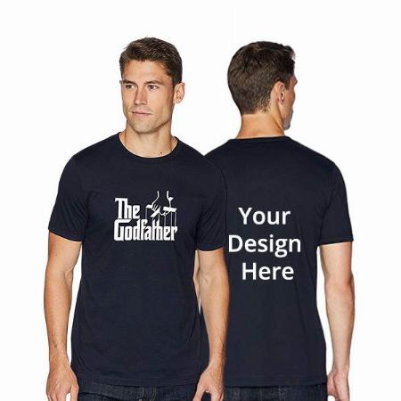 Navy Blue Customized Godfather Graphic Printed T-Shirt