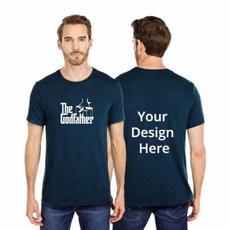Teal Blue Customized Godfather Design Graphic Printed T-Shirt