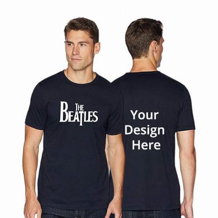 Navy Blue Customized Beatles Graphic Printed T-Shirt