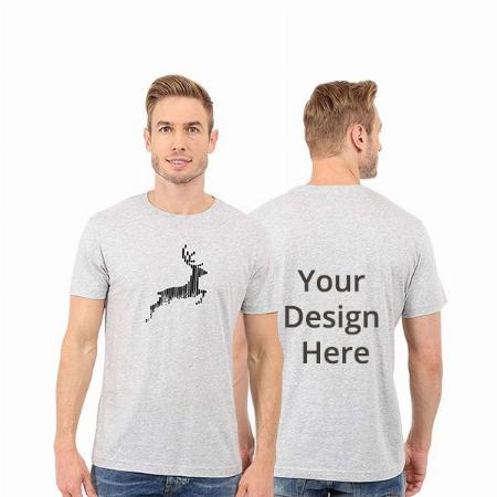 Grey Customized Redindeer Graphic Printed T-Shirt