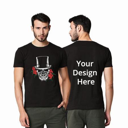 Black Voodoo Skull Customized Cotton Graphic Printed T-Shirt for Men Glow in Dark