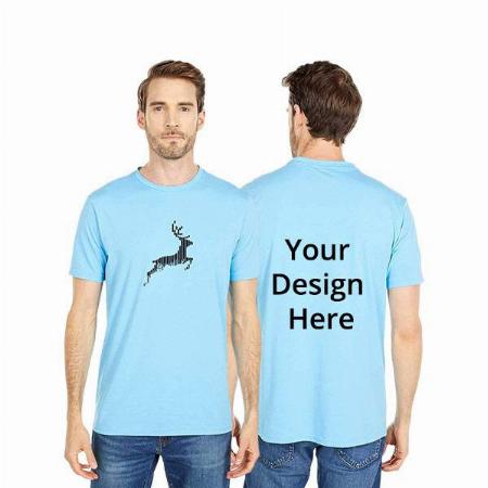 Sky Blue Customized Men's Half Sleeves Regular Fit Graphic Round Neck T-Shirt