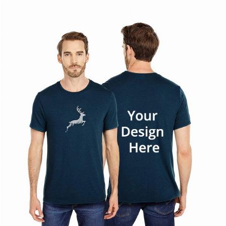 Teal Blue Customized Half Sleeves Regular Fit Graphic Round Neck T-Shirt