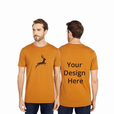 Mustard Customized Half Sleeves Regular Fit Graphic Round Neck T-Shirt